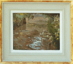 oil painting of stream at Tichill in water-gilded frame